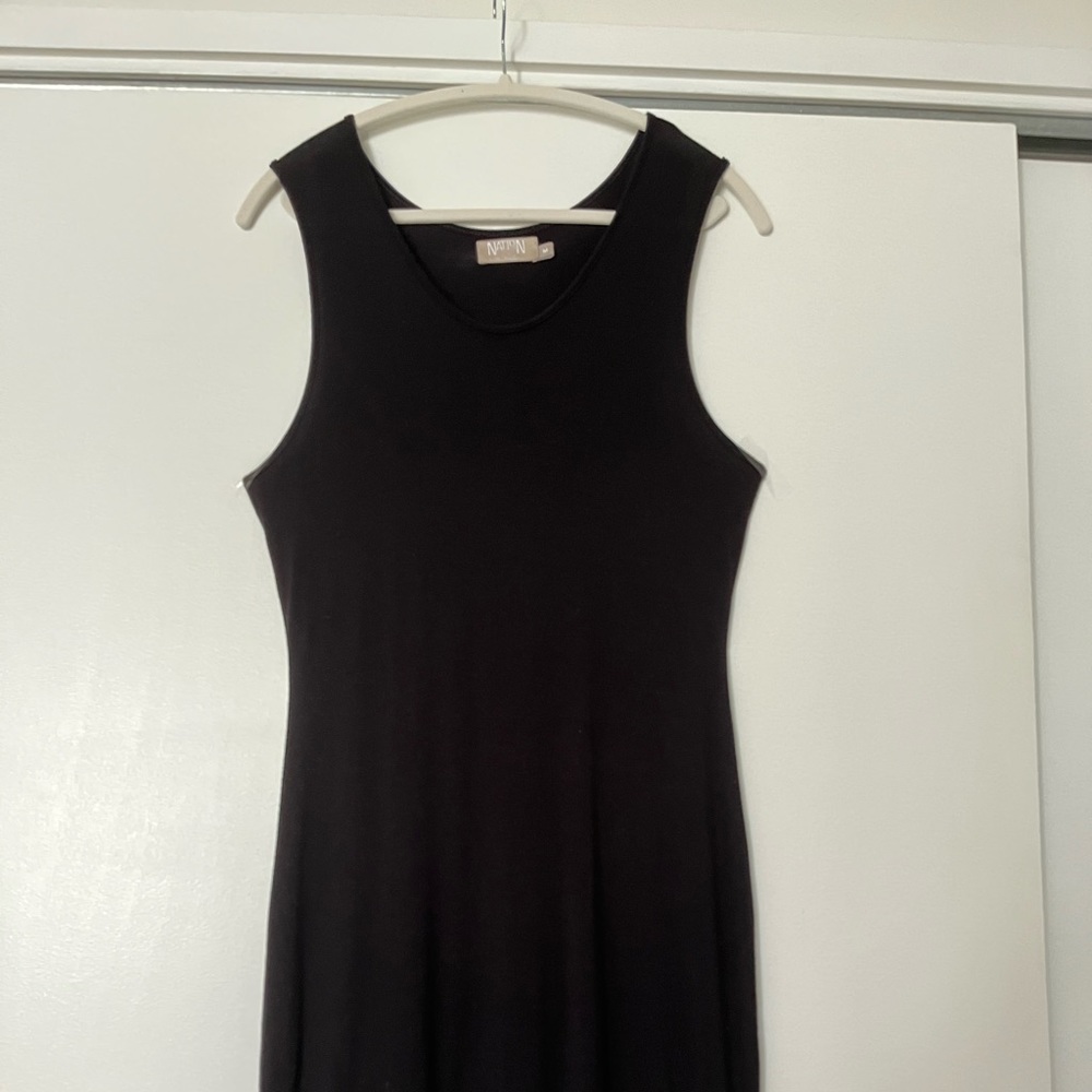 Nation LDT (M) Jersey Mini Midi Dress Black Stretchy Rayon Sleeveless - Picture 7 of 7